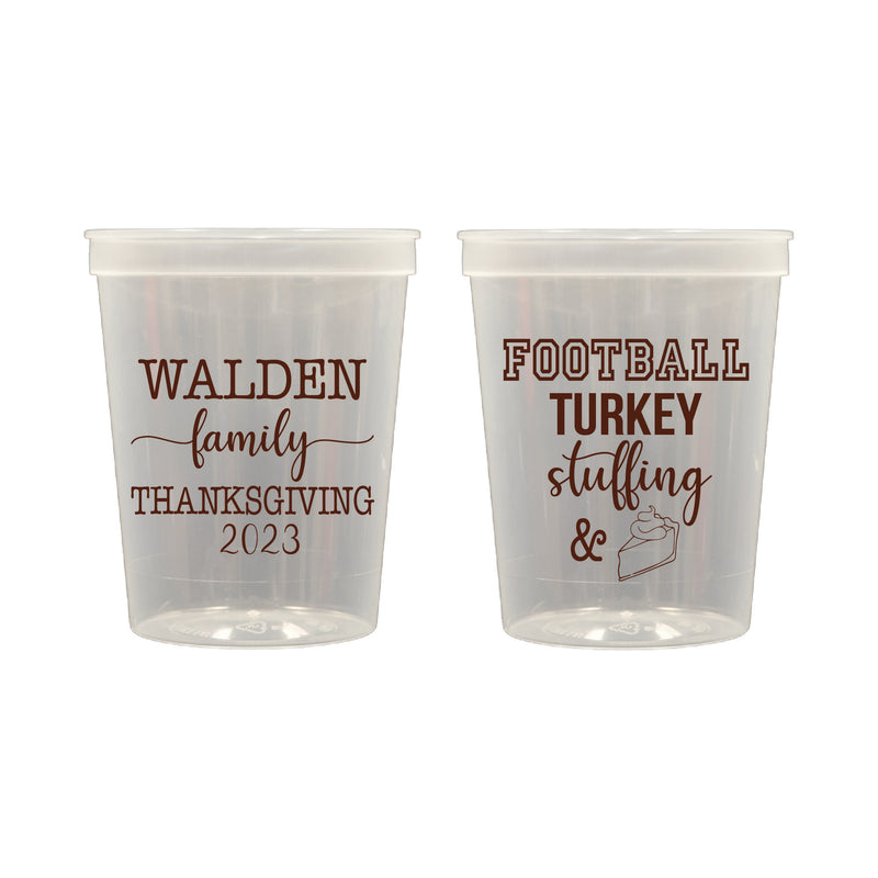 Football & Pie Thanksgiving Stadium Cups | Semi-Custom