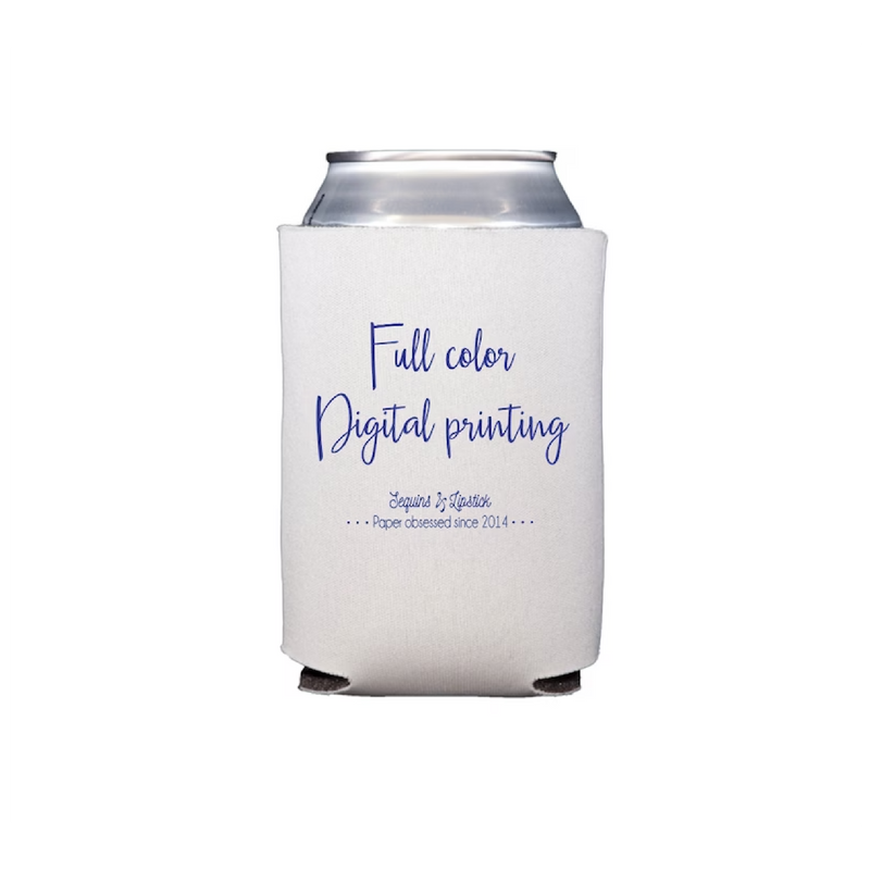 Full-Color Digital Printing Custom Koozies – Sequins and Lipstick
