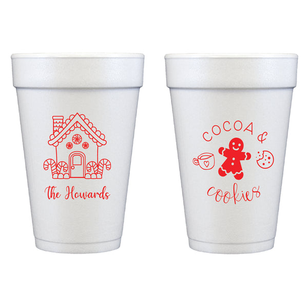 Cocoa & Cookies Christmas Foam Cups | Semi-Custom