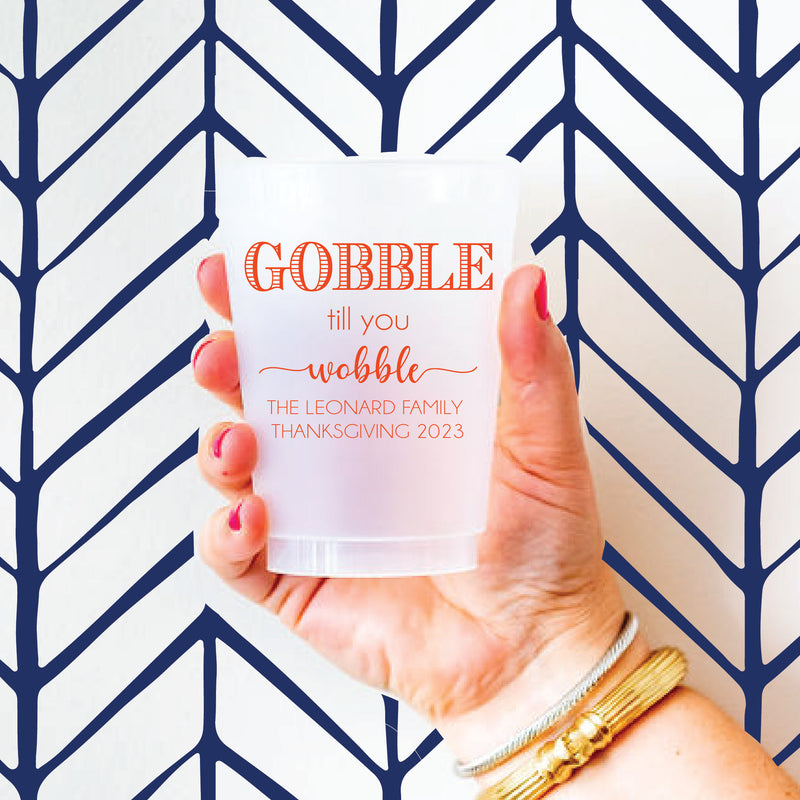 Gobble Wobble Thanksgiving Frosted Cups | Semi-Custom