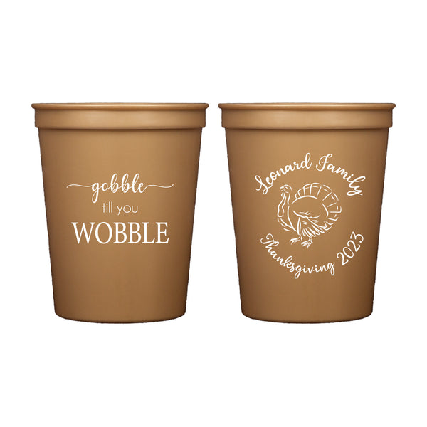 Gobble Wobble Family Thanksgiving Stadium Cups | Semi-Custom