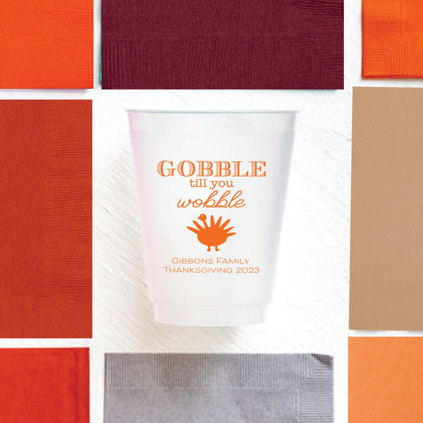 Gobble Wobble Turkey Frosted Cups | Semi-Custom