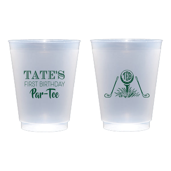Golf First Birthday Frosted Cups | Semi-Custom