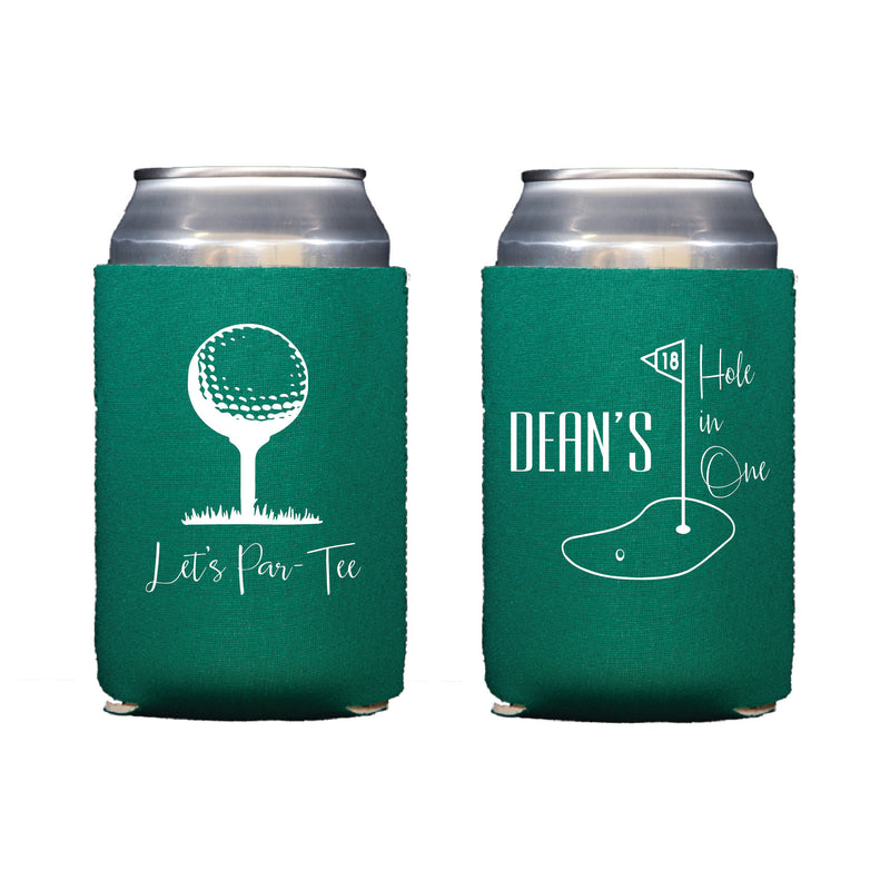 Hole in One Golf Birthday Koozies Semi-Custom – Sequins and
