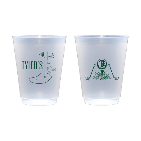 Monogrammed Hole in One Golf Birthday Frosted Cups | Semi-Custom