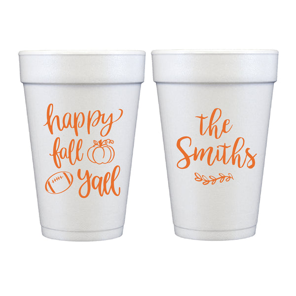 Happy Fall Y'all Foam Cups | Semi-Custom