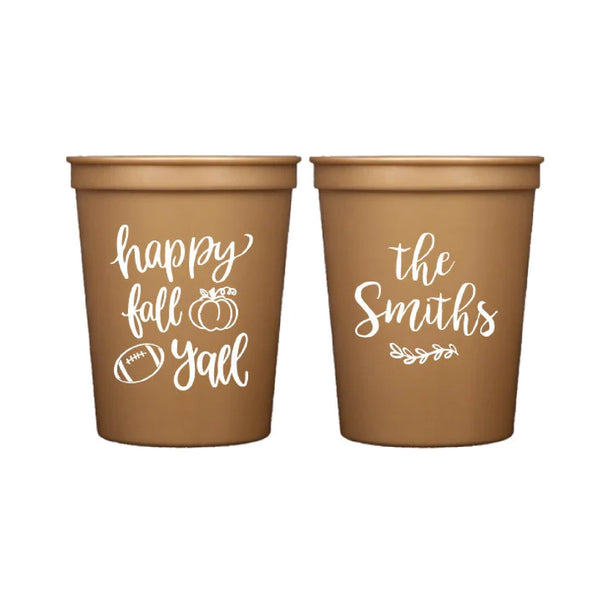 Happy Fall Y'all Stadium Cups | Semi-Custom