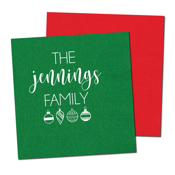 Ornament Family Christmas Napkins | Semi-Custom