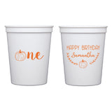 Pumpkin First Birthday Stadium Cups | Semi-Custom