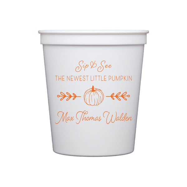 Pumpkin Theme Sip & See Stadium Cups | Semi-Custom