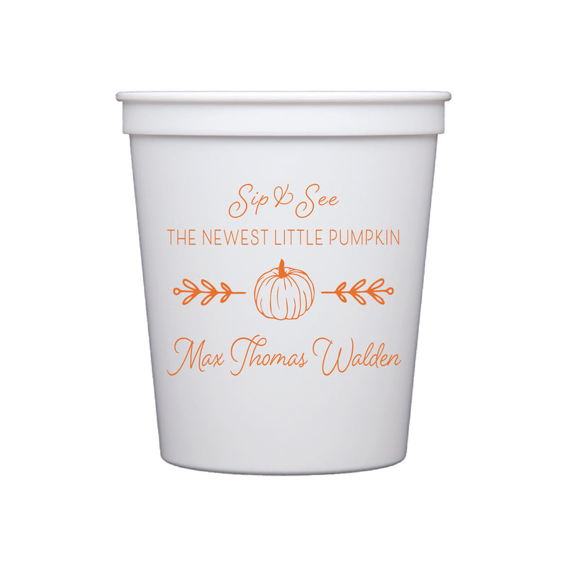 Pumpkin Theme Sip & See Stadium Cups | Semi-Custom