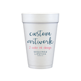 Two-Color Ink Foam Cups, Full Custom Design