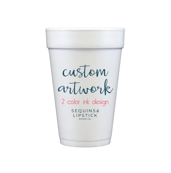 Two-Color Ink Foam Cups, Full Custom Design