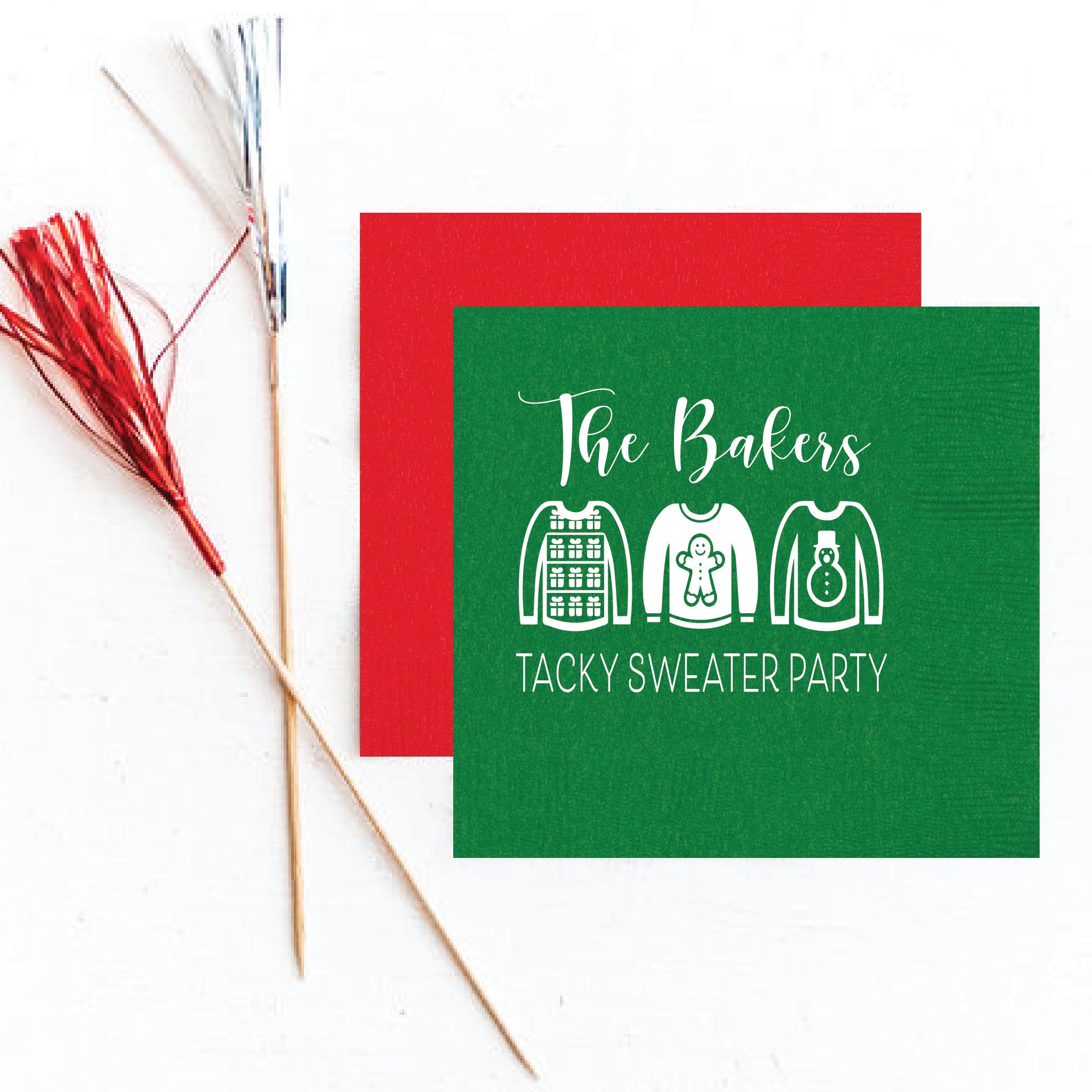 Tacky Sweater Christmas Party Napkins SemiCustom Sequins and