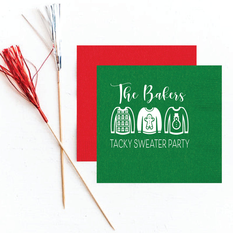 Tacky Sweater Christmas Party Napkins | Semi-Custom