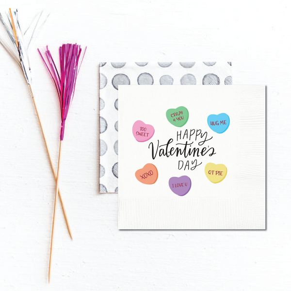 Valentine's Day Candy Hearts Full-Color Napkins | Semi-Custom