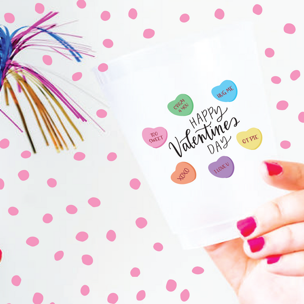 Valentine's Day Candy Hearts Full-Color Frosted Cups | Semi-Custom