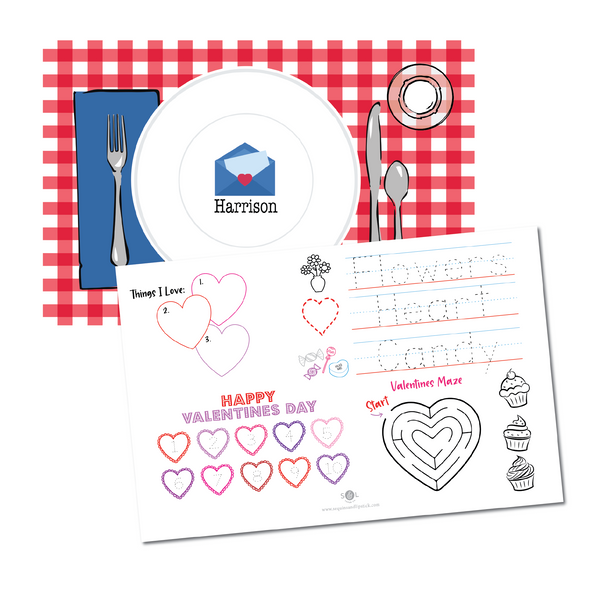 Valentine's Blue Letter Placemat | Semi-Custom