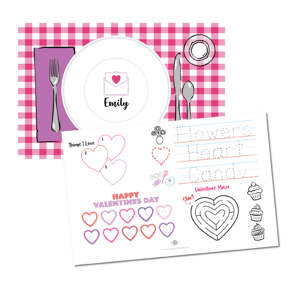 Valentine's Pink Letter Placemat | Semi-Custom