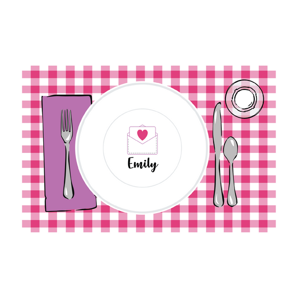 Valentine's Pink Letter Placemat | Semi-Custom