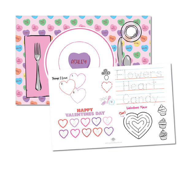 Valentine's Pink Candy Hearts Placemat | Semi-Custom